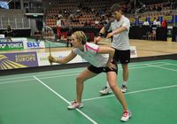 Während sich Birgit Michels 2012 zum zweiten Mal nach 2008 für die olympischen Badmintonwettbewerbe qualifizierte, feiert Michael Fuchs in diesem Jahr sein Olympia-Debüt. Das Bild zeigt das beste deutsche Mixed bei den Individual-Europameisterschaften im April in Schweden. Foto: dbv/ cp.