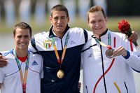 Andreas Waschburger bei der Siegerehrung der diesjährigen Universiade in Kazan. Foto: Alexander Vogel